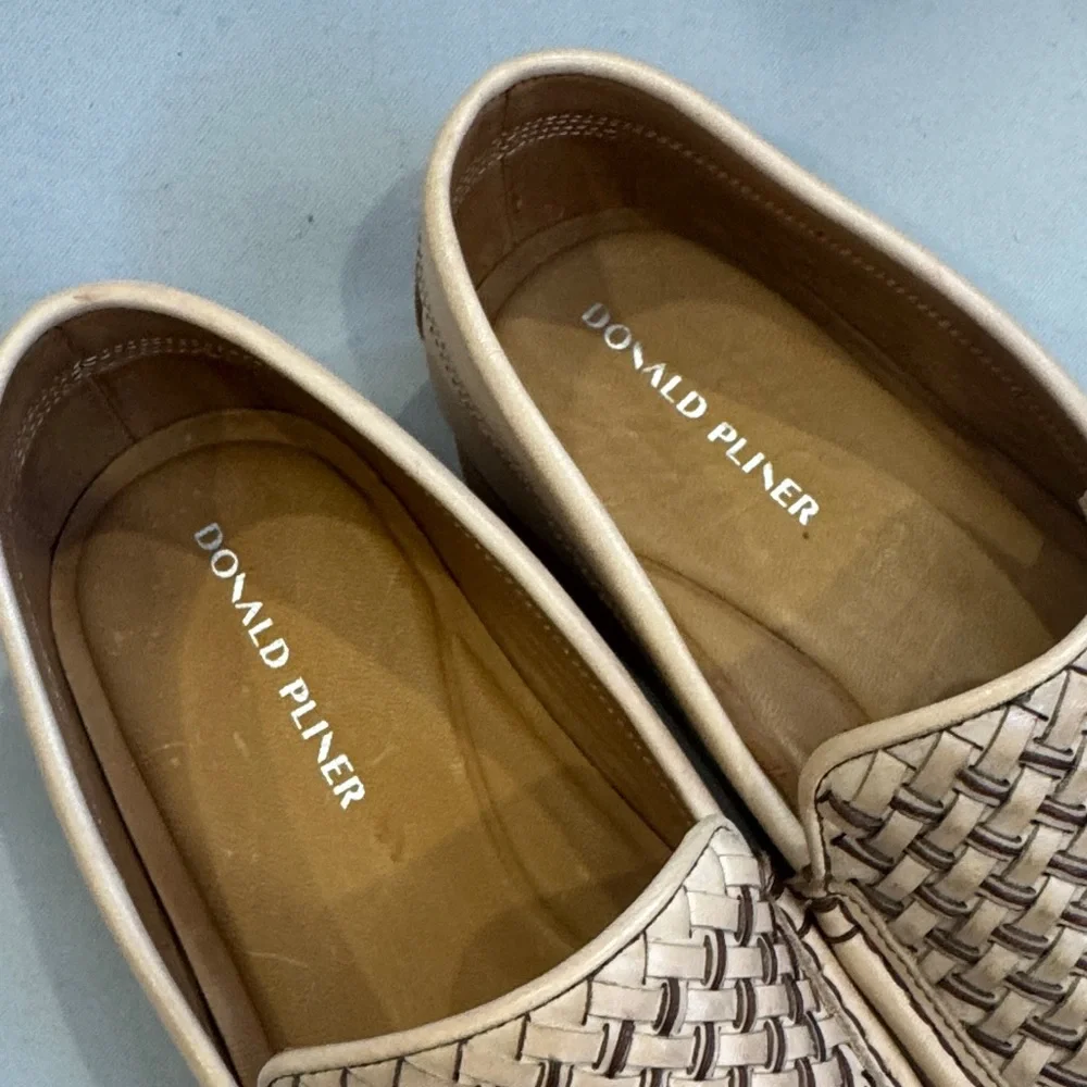 Donald J. Pliner Tan Woven Leather Slip-On Loafers 10 but wear like a 10.5 - 11